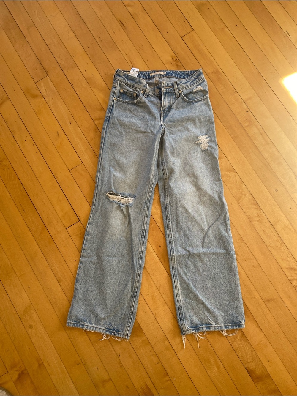 Levi's Light Blue Distressed Wide-Leg Jeans